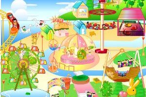 niños en el parque de diversiones