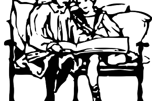 mama e hijo sentados juntos