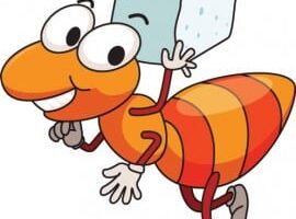 hormiga feliz cargando su comida