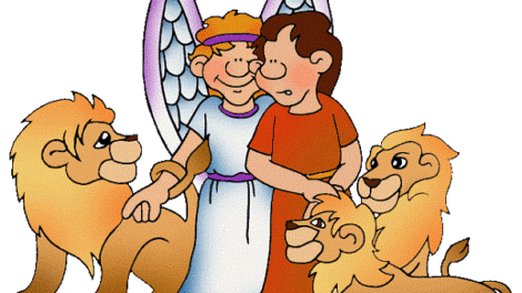 el profeta daniel y un angel en el foso de los leones