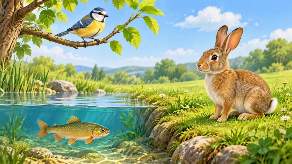 Animales vertebrados para niños: grupos, ejemplos y ejercicios 1 Un conejo, un pájaro y un pez como ejemplos de animales vertebrados.
