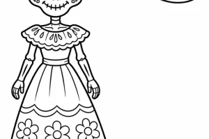 Catrina completa y sombrero separados para recortar y pegar en plano.