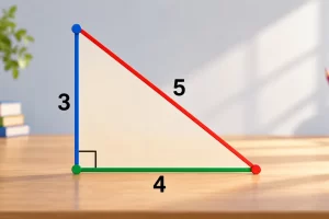 Triángulo rectángulo con catetos 3 y 4 e hipotenusa 5.